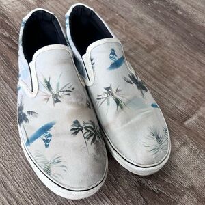 EXPRESS Tropical Print Canvas Slip-On Decks Mens Size 12